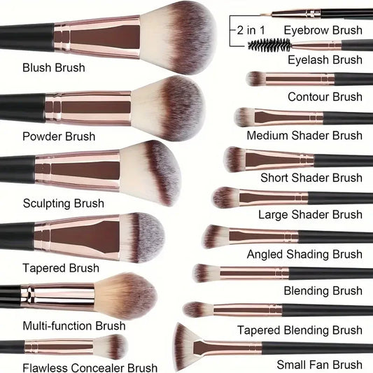 3-20PCS Professional Makeup Brush Set Soft Fluffy Kabuki