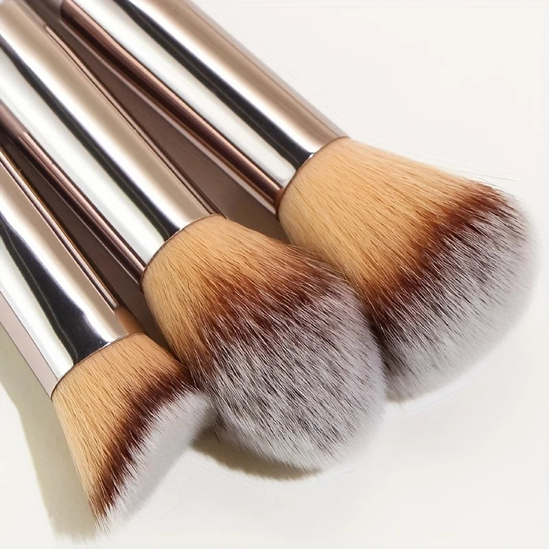10 Pcs Champagne Gold Makeup Brushes
