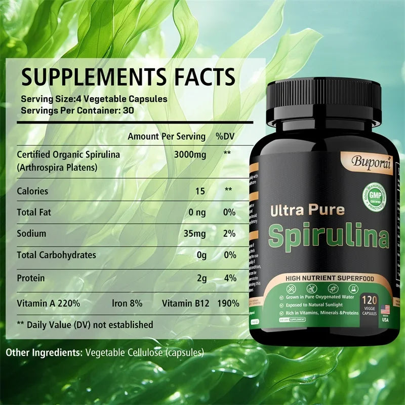 Organic Spirulina - Detoxification, Immune System, Cardiovascular Health
